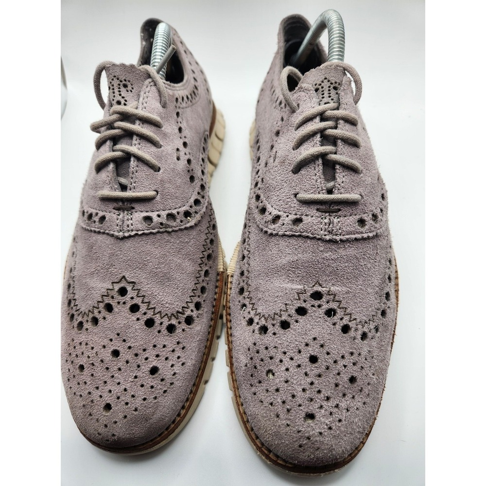 Cole Haan Shoes Mens Size 9 Purple Suede Wingtip Oxford Brogue Zerogrand Dress - Picture 2 of 9
